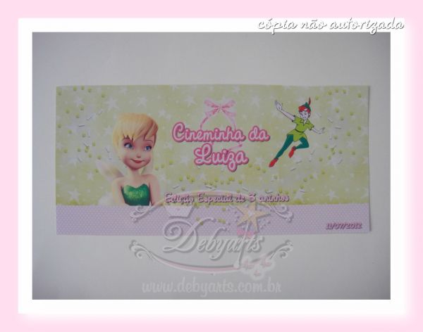 Adesivo para Baldinho de Pipoca Tinkerbell e Peter Pan