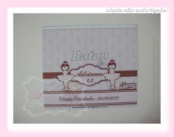 Adesivo Baton Bailarina Marron com Rosa