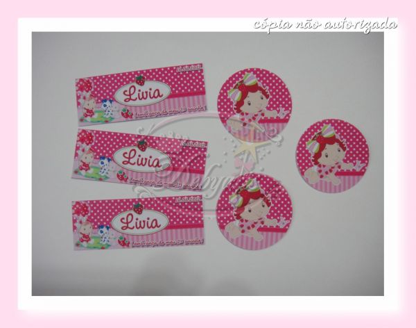 kit 30 rótulos para papinha Moranguinho pink