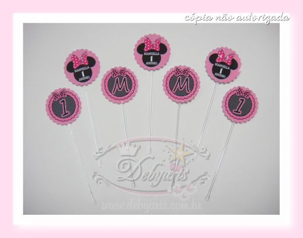 Topper Cupcake Minnie Rosa