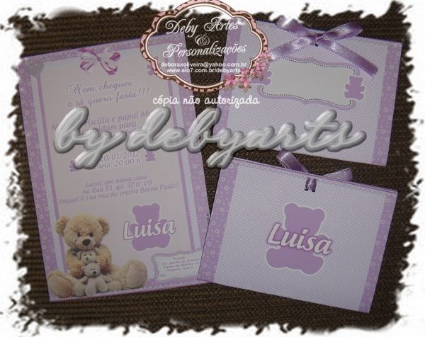 Convite Envelope Urso Lilás