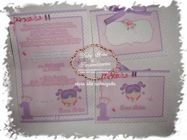 Convite Envelope Bonequinha Rosa com Lilás