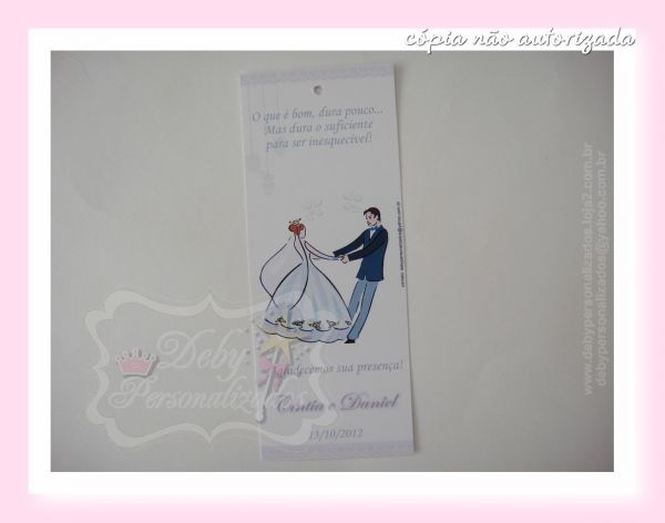 TAG PARA CARRO Casamento Rosa